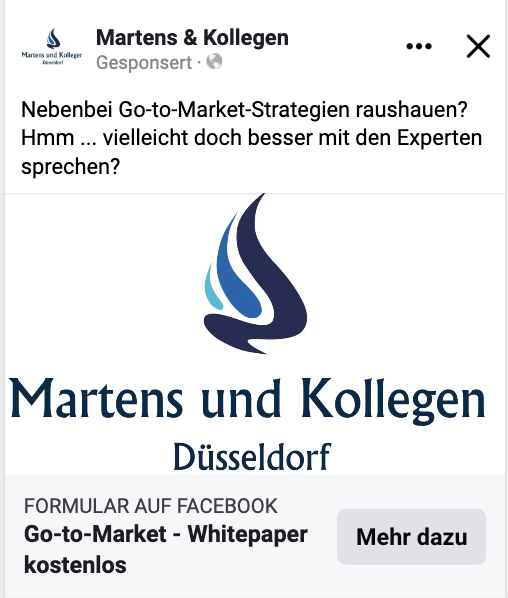 Génération de leads sur Facebook - Martens &amp; Kollegen